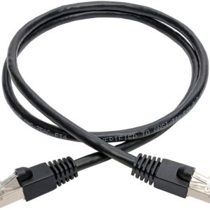 Eaton Cat6a 10G Snagless Shielded STP Ethernet Cable (RJ45 M/M), PoE, Black, 2 ft. (0.61 m)