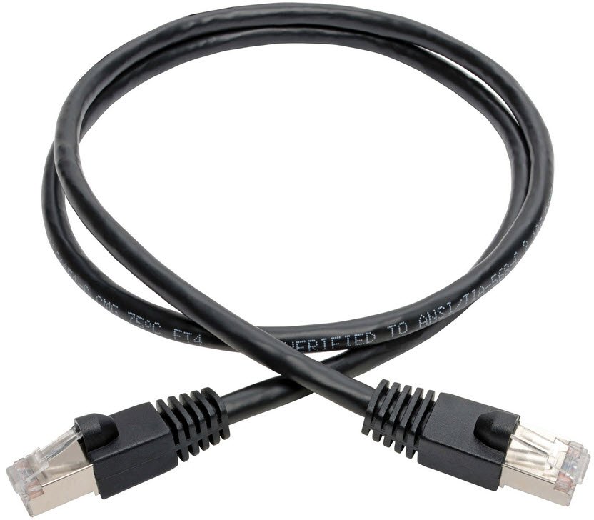 Eaton Cat6a 10G Snagless Shielded STP Ethernet Cable (RJ45 M/M), PoE, Black, 2 ft. (0.61 m)