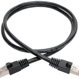 Eaton Cat6a 10G Snagless Shielded STP Ethernet Cable (RJ45 M/M), PoE, Black, 3 ft. (0.91 m)