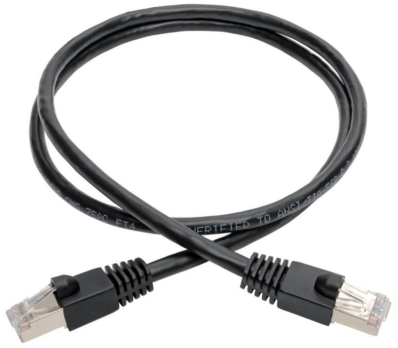 Eaton Cat6a 10G Snagless Shielded STP Ethernet Cable (RJ45 M/M), PoE, Black, 3 ft. (0.91 m)