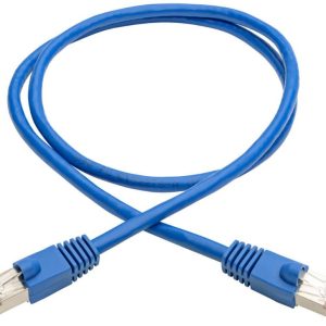 Eaton Cat6a 10G Certified Snagless Shielded STP Ethernet Cable (RJ45 M/M), PoE, Blue, 3 ft. (0.91 m)