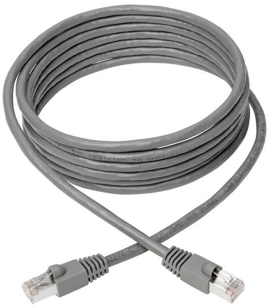 Eaton Cat6a 10G Snagless Shielded STP Ethernet Cable (RJ45 M/M), PoE, Gray, 10 ft. (3.05 m)