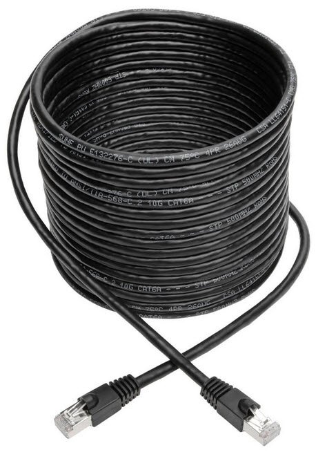 Eaton Cat6a 10G Snagless Shielded STP Ethernet Cable (RJ45 M/M), PoE, Black, 25 ft. (7.62 m)