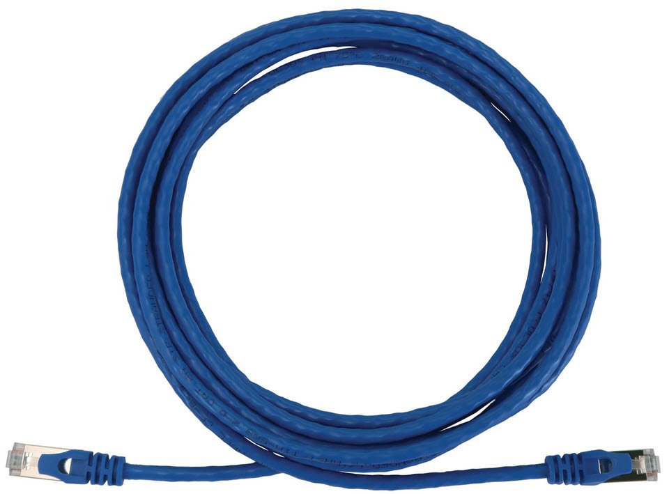 Eaton Cat6a 10G Snagless Shielded Slim STP Ethernet Cable (RJ45 M/M), PoE, Blue, 15 ft. (4.6 m)