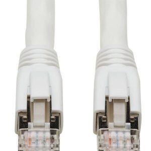 Eaton Cat8 25G/40G-Certified Snagless Shielded S/FTP Ethernet Cable (RJ45 M/M), PoE, White, 3 ft. (0.91 m)