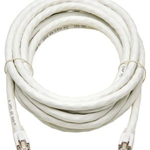 Eaton Cat8 25G/40G Certified Snagless Shielded S/FTP Ethernet Cable (RJ45 M/M), PoE, White, 15 ft. (4.57 m)