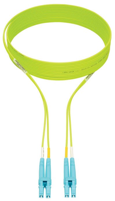 Eaton 100G Duplex Multimode 50/125 OM5 LSZH Fiber Optic Cable (LC/LC), Lime Green, 2 m