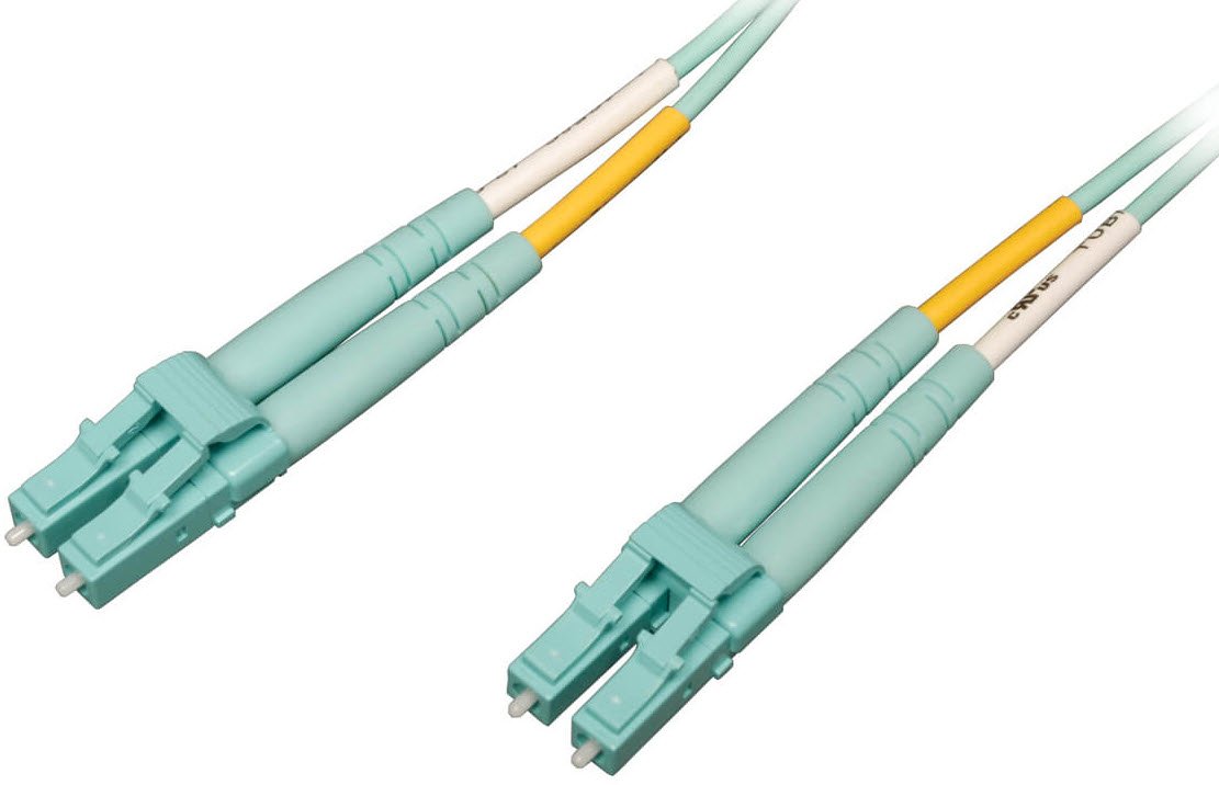 Eaton 100G Duplex Multimode 50/125 OM4 LSZH Fiber Optic Cable (LC/LC), Aqua, 15 m