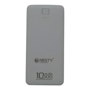 Nesty Power Bank 10 000 mAh Capacity - White , High Performance Fast Charging, Type C Input Voltage 5V 2.A, USB 1 And USB 2 Output Voltage 5V 2.A , Can Charge Two Devices Simultane