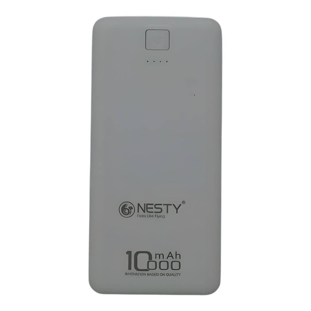Nesty Power Bank 10 000 mAh Capacity - White , High Performance Fast Charging, Type C Input Voltage 5V 2.A, USB 1 And USB 2 Output Voltage 5V 2.A , Can Charge Two Devices Simultane