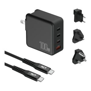 RCT 100W GaN fast charging travel kit - Travel adapter + (EU+UK+SA) Plug and cable