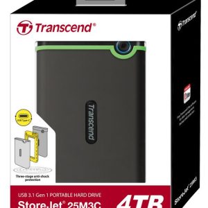 TRANSCEND 4TB STOREJET M3C 2.5'' USB TYPE C RUGGED EXTERNAL HDD SLIM IRON GREY