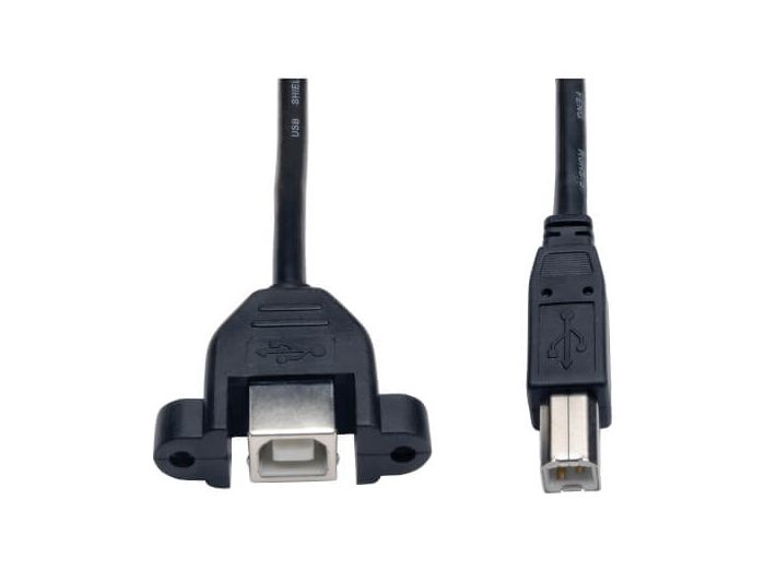 USB 2.0 Panel Mount Extension Cable (B to Panel Mount B M/F), 1 ft. (0.31 m)