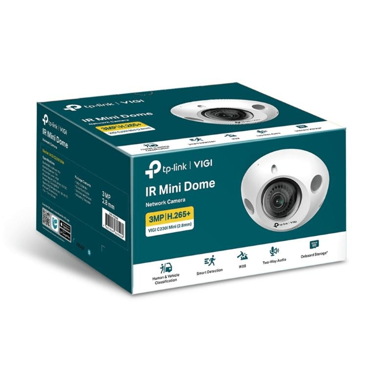 3MP, 2.8mm Fixed Lens, 1/2.8” Progressive Scan CMOS, H.265+/H.265/H.264+/H.264, IR LED, 25fps/30fps (2304x1296), IK08, P