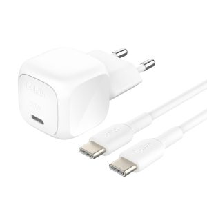 Belkin - BoostCharge 20 Watt Wall Charger includes 1 Meter USB-C to USB-C Cable - White