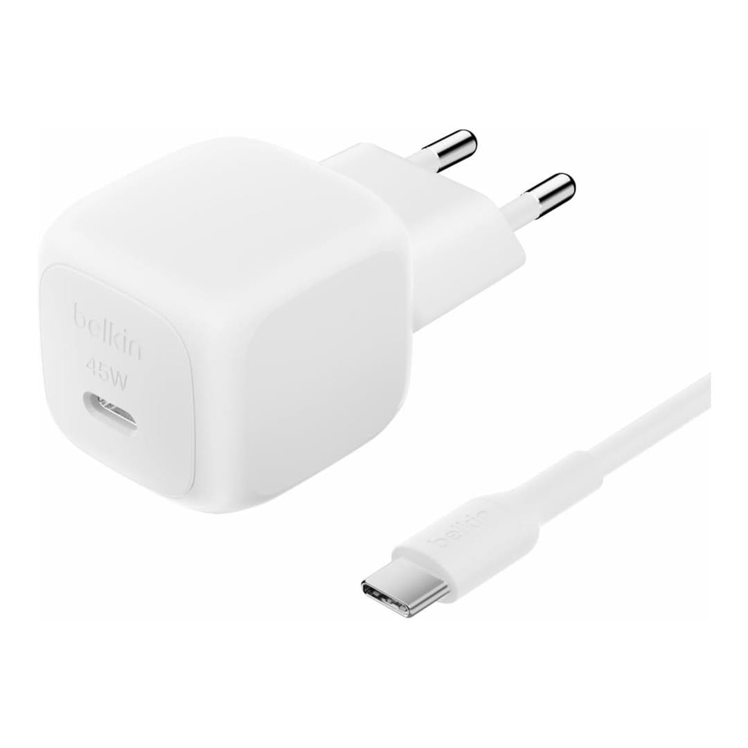 Belkin - BoostCharge - Single 45 Watt USB-C Charger - Includes USB-C to USB-C Cable - White