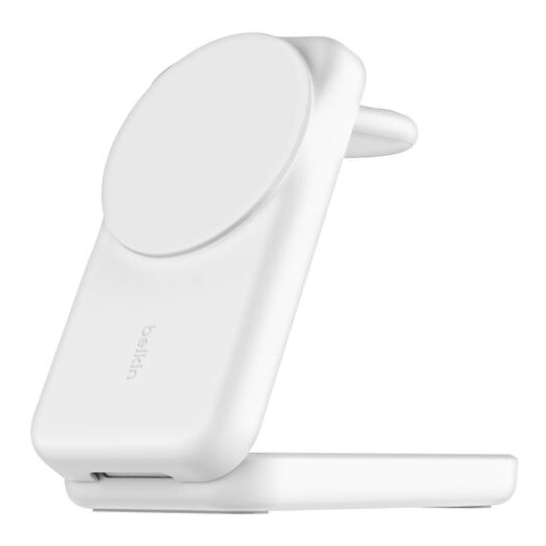 Belkin - UltraCharge Magnetic Wireless Charger 25 Watt - 3-in-1 Qi2 Certified MagSafe Compatible Fast Charger, Convertible Charging Station for iPhone 17/16, Apple Watch, AirPods, Charging Stand with 45 Watt Adapter - White
