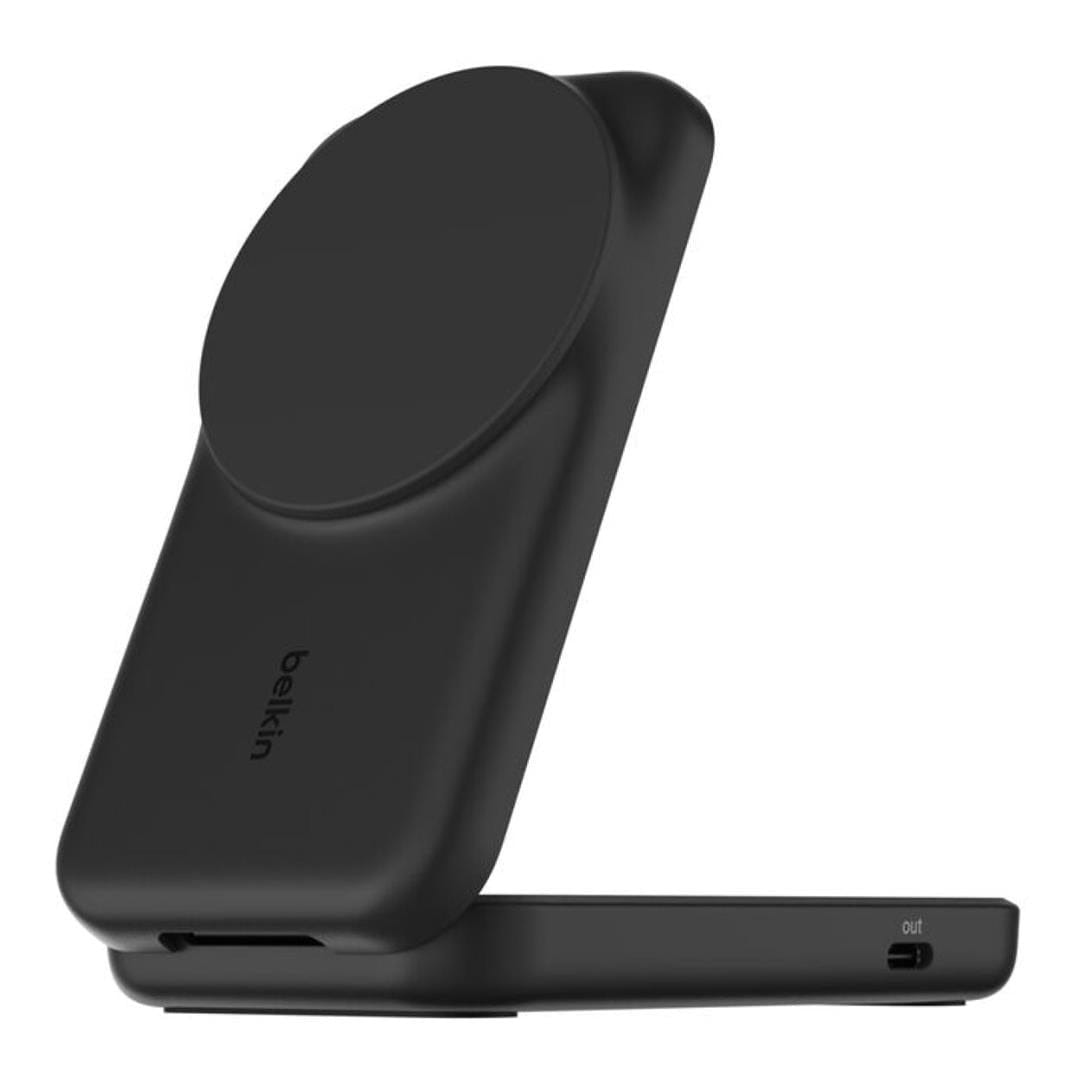 Belkin - UltraCharge 2-in-1 Wireless Charger 25 Watt - Qi2 Certified MagSafe Compatible Charger, Convertible Charging Station for iPhone 17/16, AirPods, Magnetic Stand with USB-C Port with 45 Watt Adapter - Black