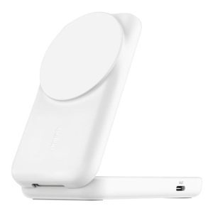 Belkin - UltraCharge 2-in-1 Wireless Charger 25 Watt - Qi2 Certified MagSafe Compatible Charger, Convertible Charging Station for iPhone 17/16, AirPods, Magnetic Stand with USB-C Port with 45 Watt Adapter - White