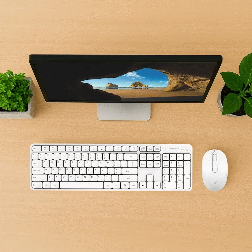 VolkanoX Garnet Bluetooth Wireless Keyboard and Mouse Combo - White - Image 3