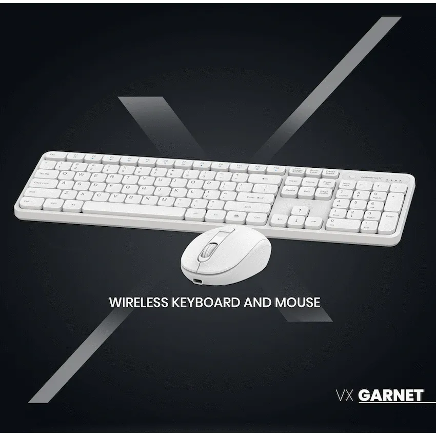 VolkanoX Garnet Bluetooth Wireless Keyboard and Mouse Combo - White - Image 4