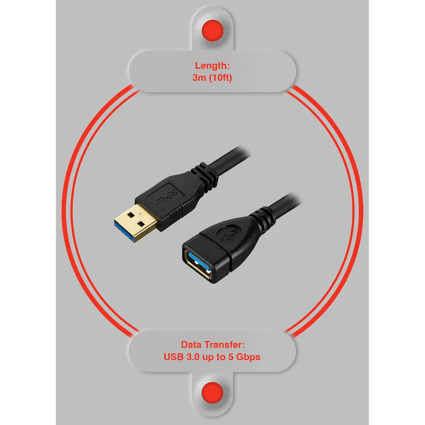 VolkanoX Data Series USB 3.0 Extension Cable 3m - Image 3
