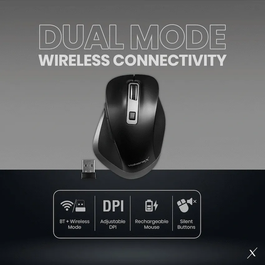 VolkanoX Amber Series Tri-Mode Rechargeable Wireless Mouse - Image 3