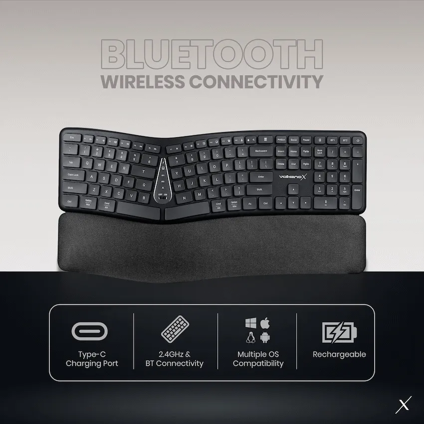 VolkanoX Ergo Split-Key Bluetooth Wireless Keyboard - Image 4