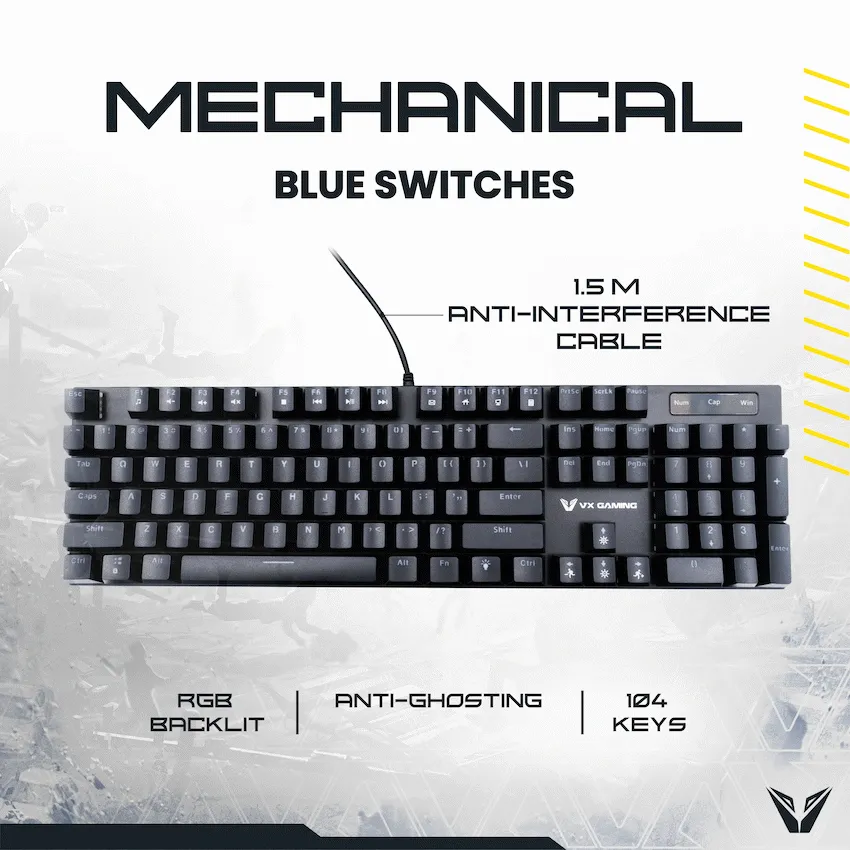 VX Gaming Floki Series RGB Full-Size Mechanical Gaming Keyboard - Image 4