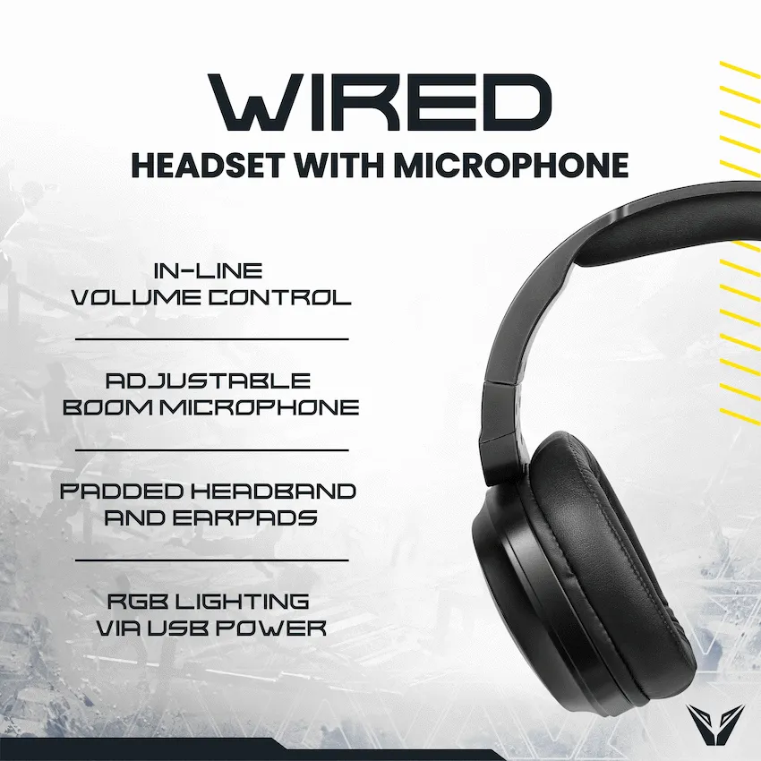 VX Gaming Thunder Series RGB Wired Gaming Headset - Black - Image 4
