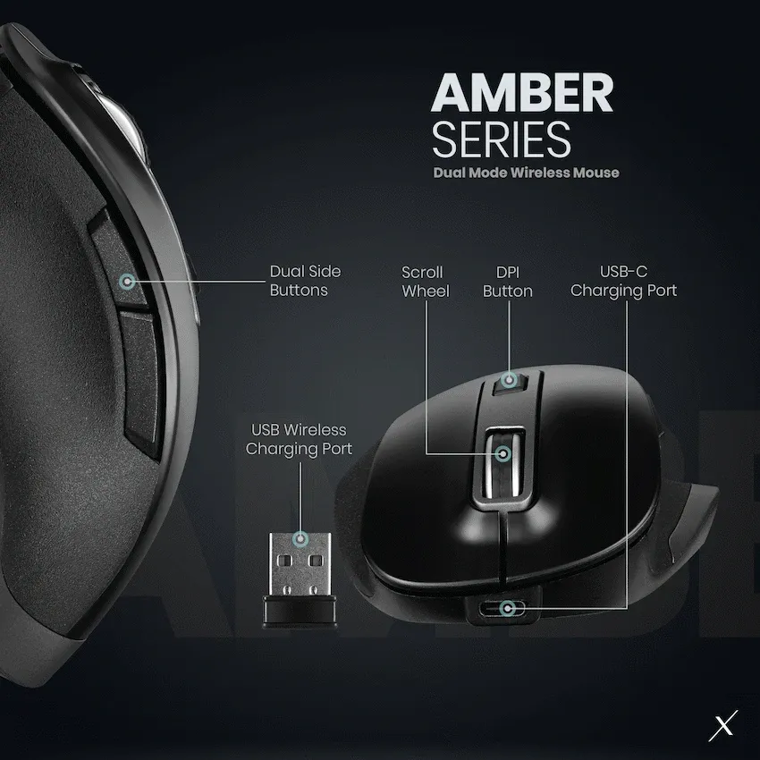 VolkanoX Amber Series Tri-Mode Rechargeable Wireless Mouse - Image 4