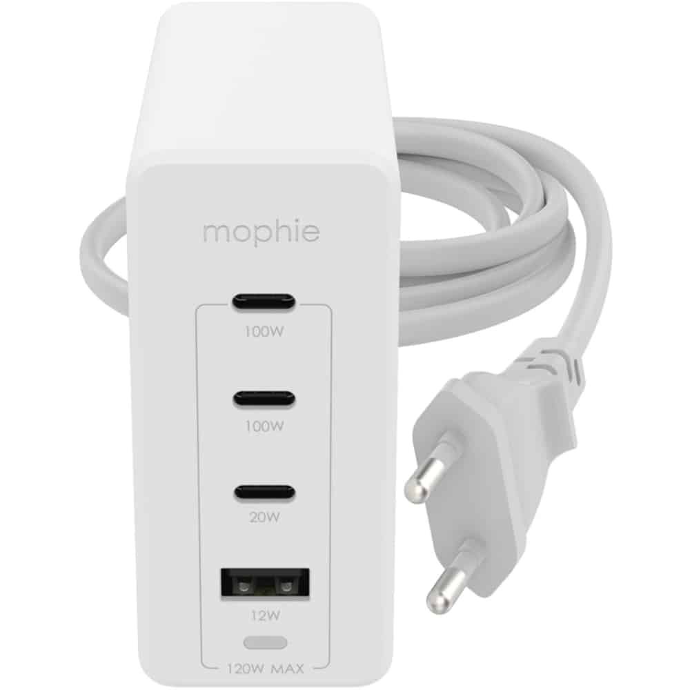 mophie-Wall Adapter-USB-C-PD-HUB-120W-GAN-White-EU(3xUSBC + 1xUSBA)