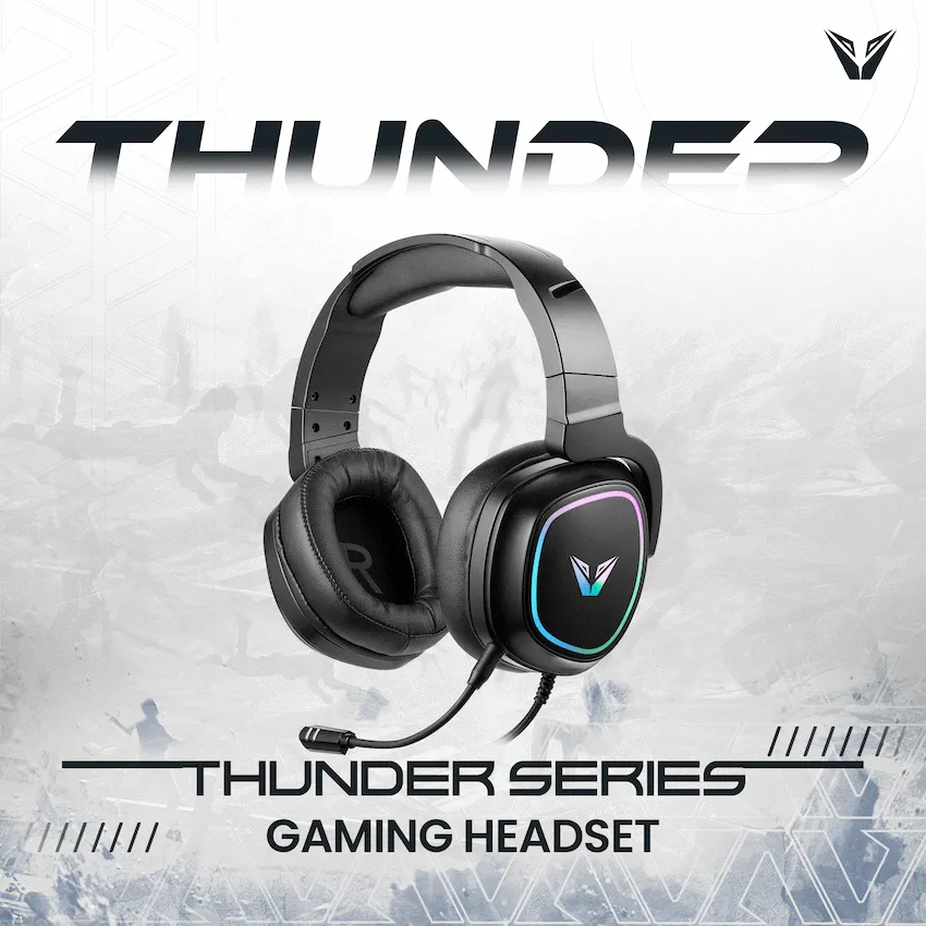 VX Gaming Thunder Series RGB Wired Gaming Headset - Black - Image 6