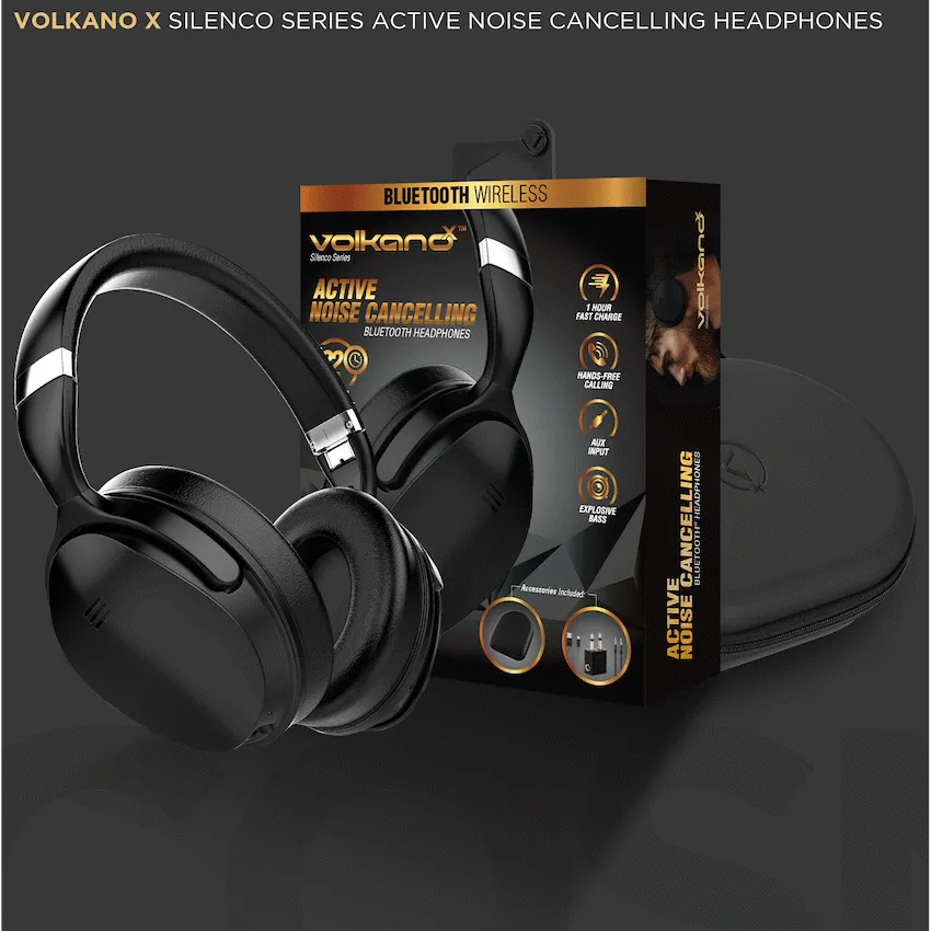 VolkanoX Silenco Series ANC Bluetooth Headphones - Black - Image 7