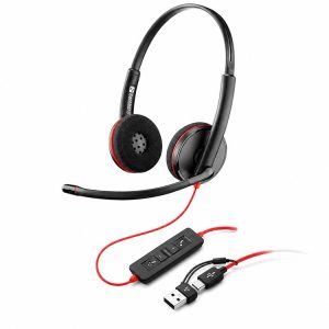 HP Poly - Blackwire 3220 Stereo USB-C Headset + USB-C/A Adapter - Black/Red