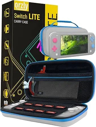 Orzly Protective Carry Case for Nintendo Switch Lite – Grey/Blue