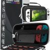 Orzly Travel Case for Nintendo Switch Oled model and standard Switch console with accessories and Games storage compartment - Easy Clean Case Gift Boxed Edition - Black