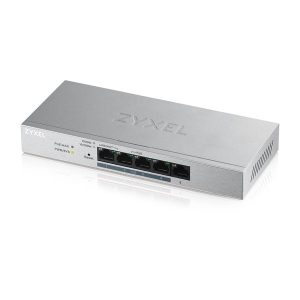 Zyxel Networks GS1200-5HP, 5 Port Gigabit PoE+ webmanaged Desktop Switch, 4x PoE, 60 Watt