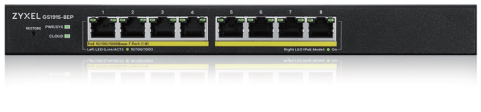 Zyxel Networks GS1915-8, 8-port GbE Smart Switch, hybird mode, standa
