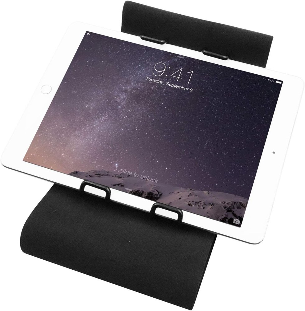 Macally - Car Headrest Strap Compatible with Apple iPad and Tablets Holder - Black