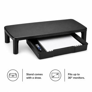 Kensington - Smartfit - Monitor Stand with Drawer up to 30" Monitors - Black