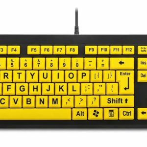 Tuff-Luv - Large Print Visually Impaired Keyboard - Black with Yellow Keys - Large Print