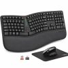 Meetion - Ergonomic Rechargeable - Bluetooth and Wireless Keyboard and Mouse, Ergo Keyboard with Vertical Mouse, Split Arch Keyboard with Cushioned Wrist Palm Rest, Natural Typing - Black