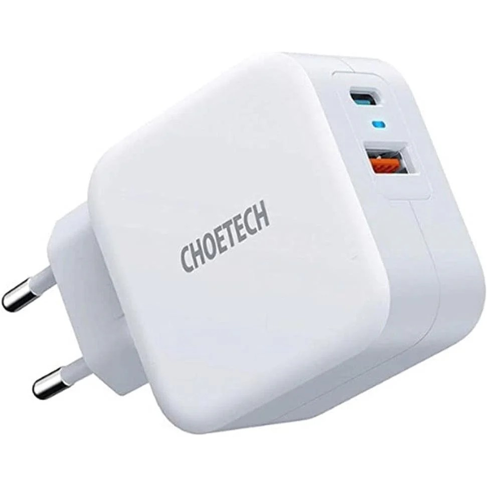 Choetech - 1 x USB-A and 1 x USB-C Port 38 Watt Wall Charger