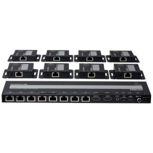 4-Port 4K HDMI Cat 6 Splitter with Receivers - 1 splitter and 8 receivers